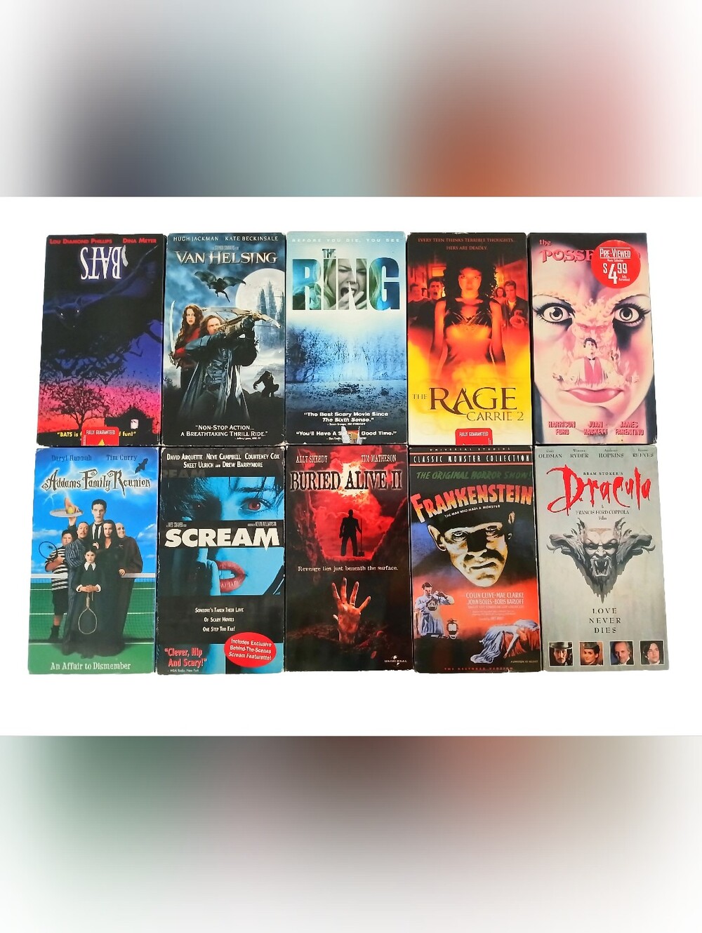 Vintage Horror Thriller VHS Movie Bundle Lot 10 Tapes Dracula Ring All Tested